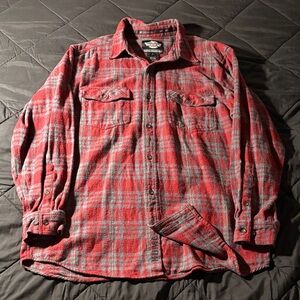 Men's Vintage Harley-Davidson Red and Gray Flannel